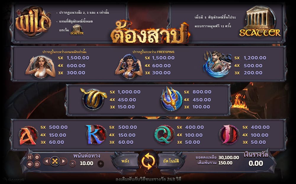 สัญลักษณ์พิเศษ และอัตราการจ่าย