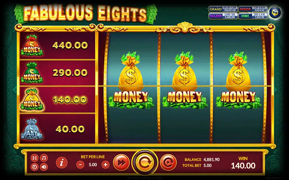 Fabulous Eights เกม 3 แถว 3 รีล