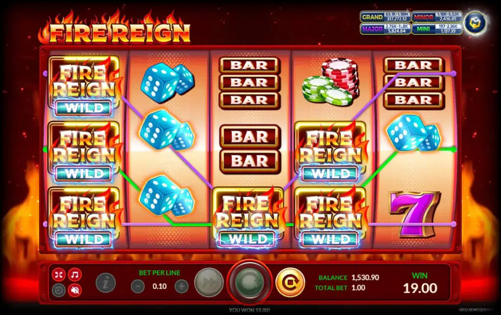 เกมมี 3 แถว 5 รีล Kubet Fire Reign