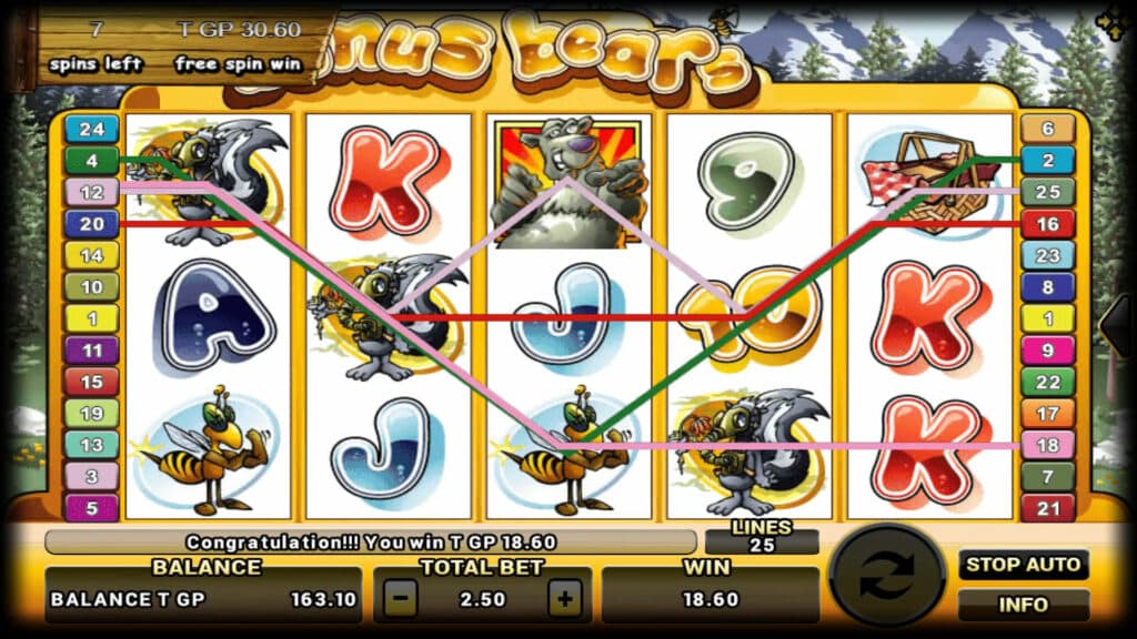 Slotxo Bonus Bear เกมมี 3 แถว 5 รีล