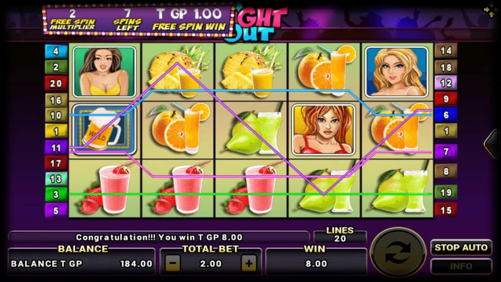 Slotxo A Night Out เกมมี 3 แถว 5 รีล