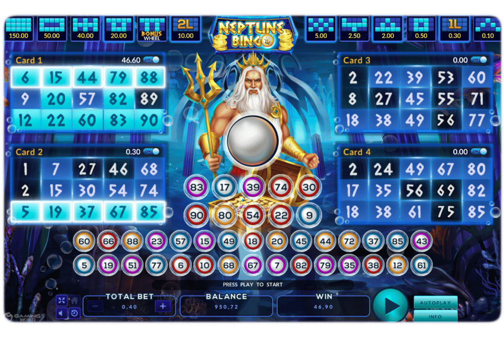 Neptune treasure bingo